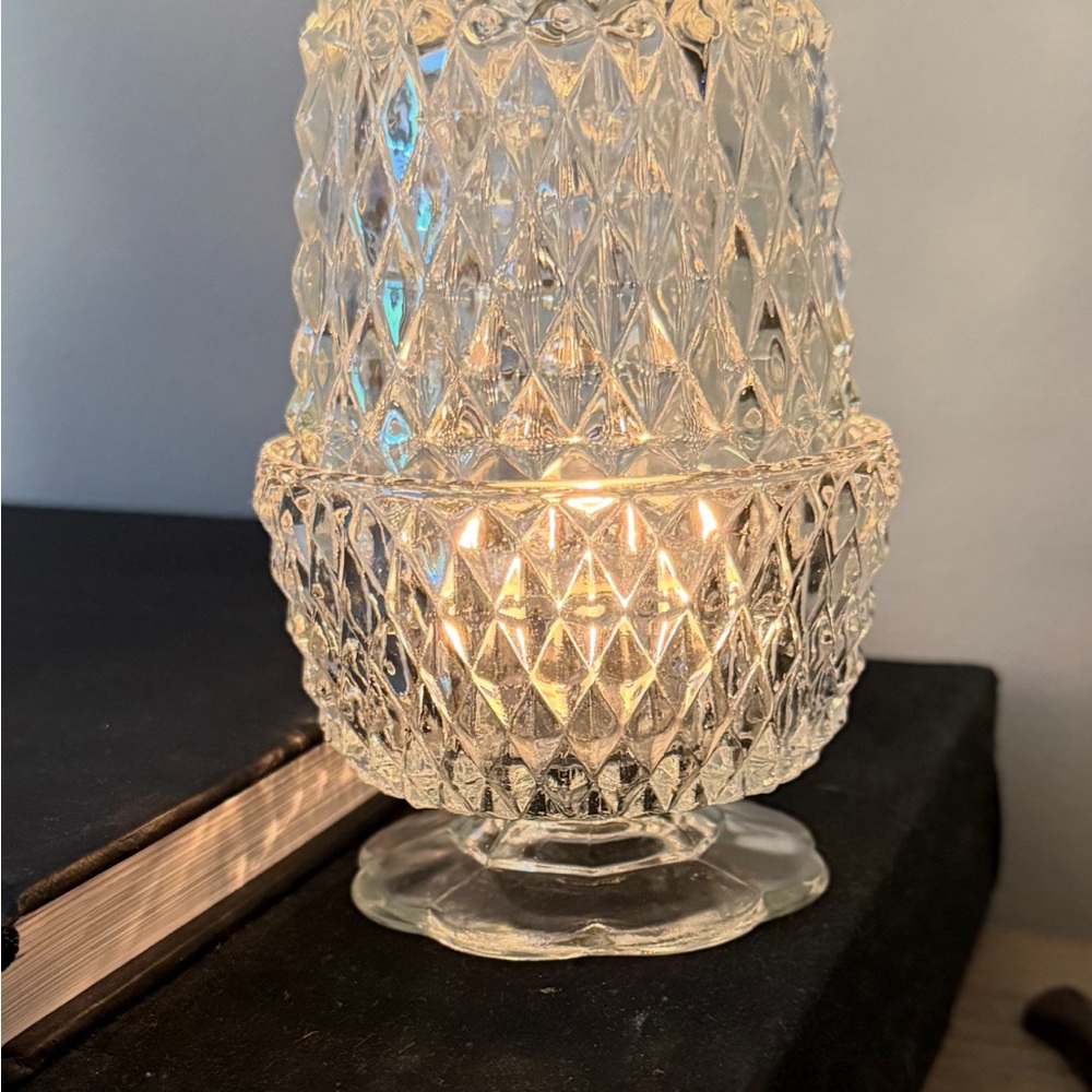 Vintage Indian Glass Fairy Light Candle Holder